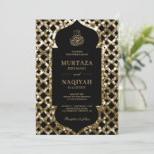Antiek goudbruin Lijst Zwarte Moslimbruiloft Kaart (Staand voorkant)