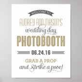 Antiek gouden Aangepast bruiloft Foto Booth Sign Poster (Voorkant)