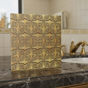 Antiek Gouden Bloemblad Motief Geometrisch #9 ID12 Tegeltje