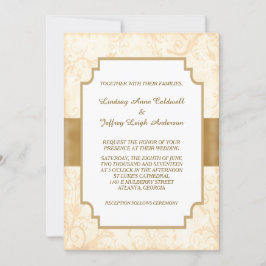 Antiek Gouden Bloemen Border Wedding Kaart