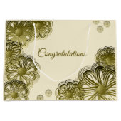 Antiek gouden bloemen bruiloft cadeau tas groot cadeauzakje (Voorkant)