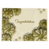 Antiek gouden bloemen bruiloft cadeau tas groot cadeauzakje (Achterkant)