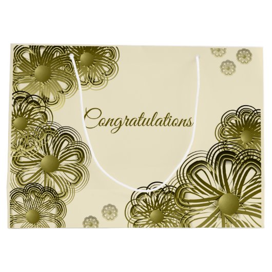 Antiek gouden bloemen bruiloft cadeau tas groot cadeauzakje (Achterkant)