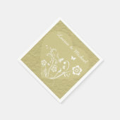 Antiek Gouden Bloemen Hart Gepersonaliseerde bruil Servetten (Hoek)