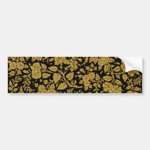 Antiek gouden bloemmotief Indiase lac-work zwart p Bumpersticker