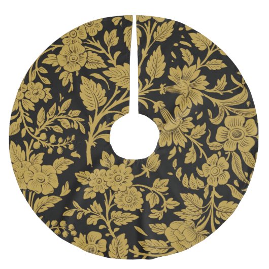 Antiek gouden bloemmotief Indiase lac-work zwarte Kerstboom Rok (Voorkant)