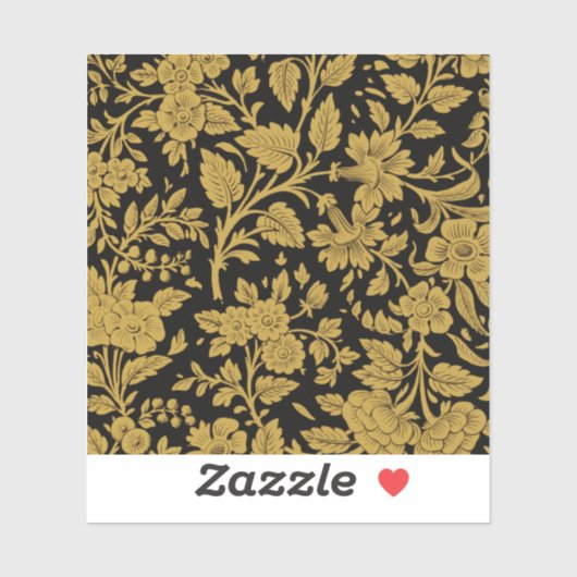 Antiek gouden bloemmotief Indiase lacquerwerk zwar Sticker (Vel)