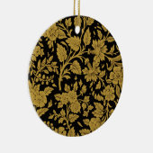 Antiek gouden bloemmotief Indiase lakwerk zwart pa Keramisch Ornament (Rechts)