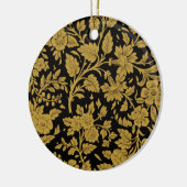 Antiek gouden bloemmotief Indiase lakwerk zwart pa Keramisch Ornament (Links)