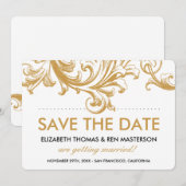 Antiek gouden bloemmotief 'Save the Date' Save The Date (Voorkant / Achterkant)