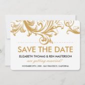 Antiek gouden bloemmotief 'Save the Date' Save The Date (Voorkant)