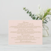 Antiek gouden bruiloft informatie blush roze informatiekaartje (Staand voorkant)