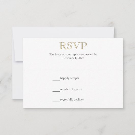 Antiek gouden bruiloft RSVP Kaart (Voorkant)