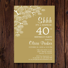 Antiek gouden dennentak Verrassing 40e Verjaardag Kaart