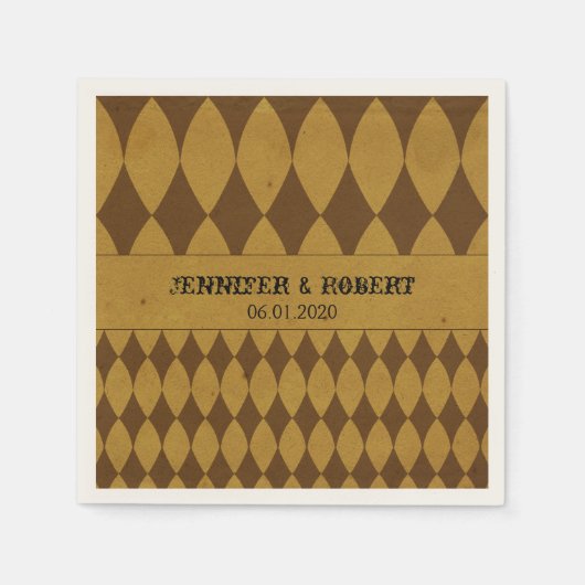 Antiek gouden diamant harlekijn bruiloft servet (Voorkant)