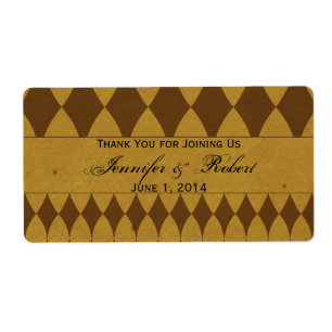 Antiek Gouden Diamant Harlequin Waterflesetiket Etiket