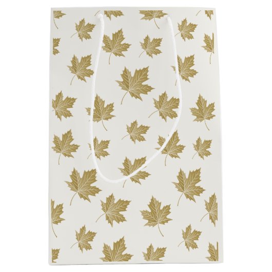 Antiek gouden esdoornblad medium cadeauzakje (Voorkant)