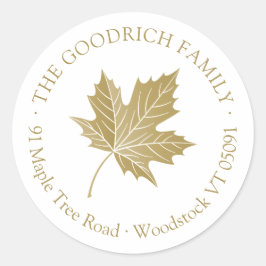 Antiek Gouden Esdoren Ronde Adressticker Sticker