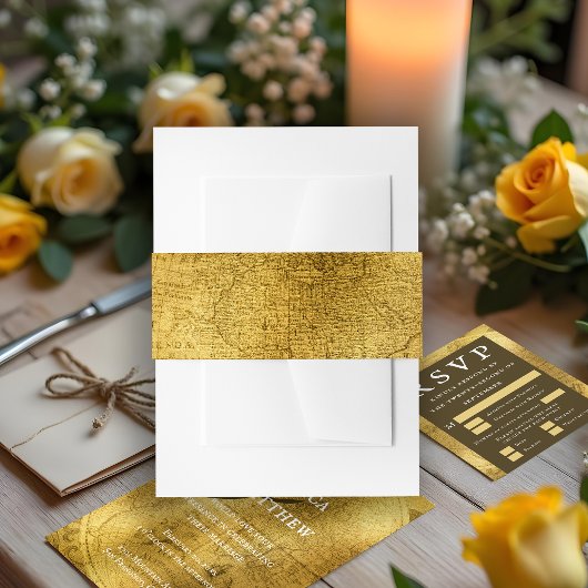 Antiek gouden huwelijksuitnodiging buikband uitnodigingen wikkel