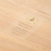 Antiek gouden kam islamitische bruiloft acryl uitnodigingen (Laagn)