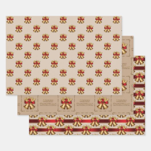 Antiek gouden kerstmis inpakpapier vel (Set)