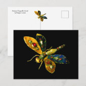 ANTIEK GOUDEN LIBELLE SIERADEN, EDELSTENEN IN ZWAR BRIEFKAART (Voorkant / Achterkant)