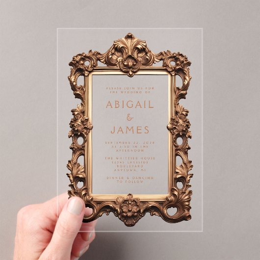  Antiek gouden Lijst bruiloft Acryl Uitnodigingen (Insitu (Draagbaar))