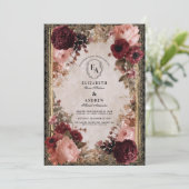 Antiek gouden Lijst met dieprode bloemen Kaart (Staand voorkant)