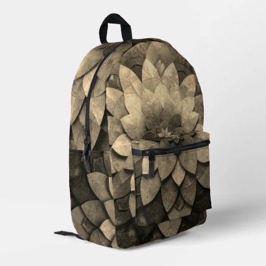 Antiek gouden mandala kunst geweven bloem bedrukte rugzak (Achterkant Hoek Links)