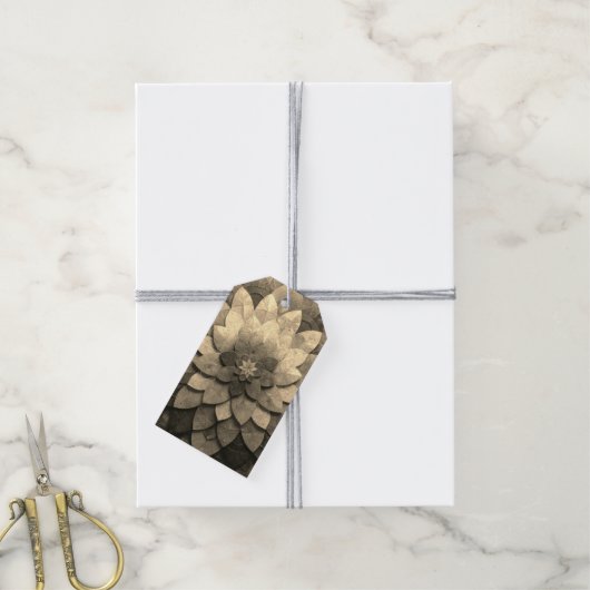 Antiek gouden mandala kunst geweven bloem cadeaulabel (Met Touw)