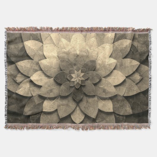 Antiek gouden mandala kunst geweven bloem deken (Voorkant)