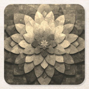 Antiek gouden mandala kunst geweven bloem kartonnen onderzetters