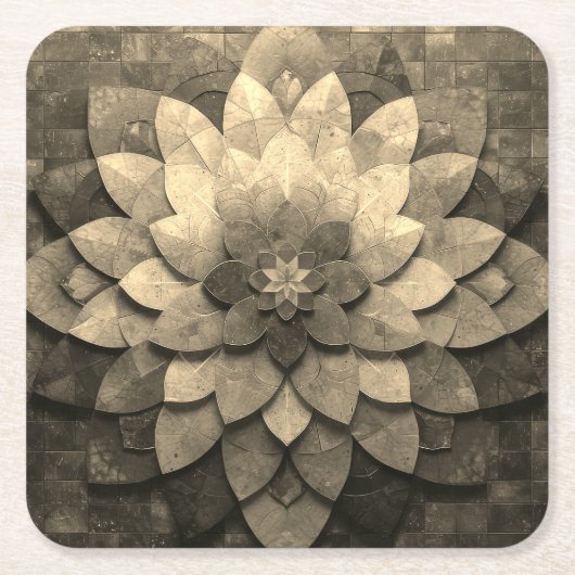 Antiek gouden mandala kunst geweven bloem kartonnen onderzetters (Voorkant)