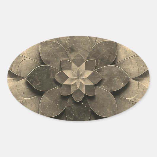Antiek gouden mandala kunst geweven bloem ovale sticker (Voorkant)