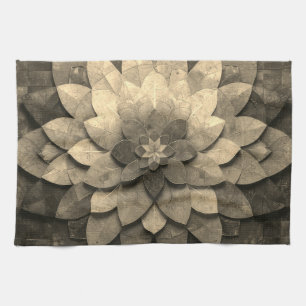 Antiek gouden mandala kunst geweven bloem theedoek