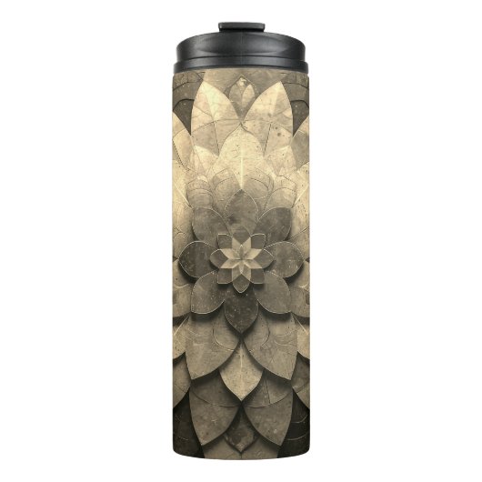 Antiek gouden mandala kunst geweven bloem thermosbeker (Voorkant)