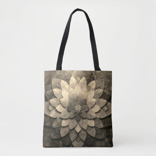 Antiek gouden mandala kunst geweven bloem tote bag (Voorkant)