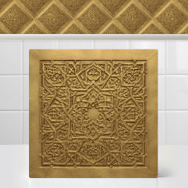 Antiek gouden Marokkaanse Arabesque Geometrisch Tegeltje