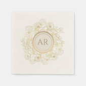 Antiek Gouden Monogram Trouwfeest Servet (Voorkant)