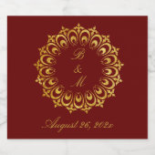 Antiek gouden motief bruiloft sparkling wijnetiket (Enkel label)