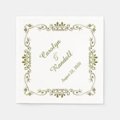 Antiek gouden rand gepersonaliseerde bruiloft servet (Voorkant)