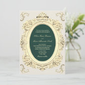 Antiek gouden smaragdgroene bruiloft kaart (Staand voorkant)