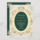 Antiek gouden smaragdgroene bruiloft kaart (Voorkant / Achterkant)