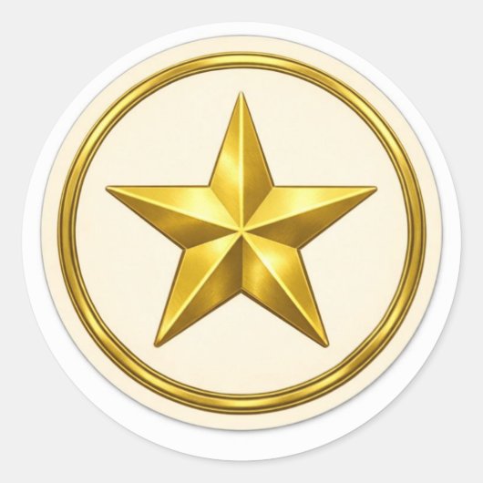 Antiek Gouden Ster Ronde Envelopezegel Sticker (Voorkant)
