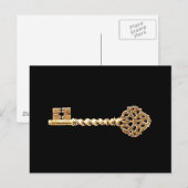 Antiek gouden stoampunk Skeleton Key Briefkaart (Voorkant / Achterkant)