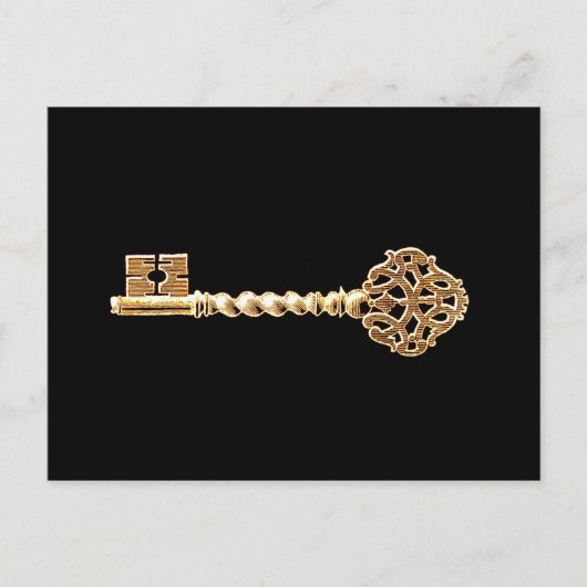 Antiek gouden stoampunk Skeleton Key Briefkaart (Voorkant)