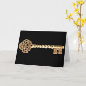 Antiek gouden stoampunk Skeleton Key Kaart (Gele Bloem)