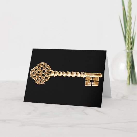 Antiek gouden stoampunk Skeleton Key Kaart (Voorkant)