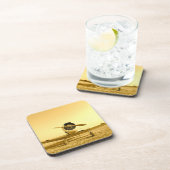 Antiek goudgeel vliegtuig bier onderzetter (Rechterzijde)