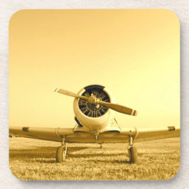 Antiek goudgeel vliegtuig bier onderzetter